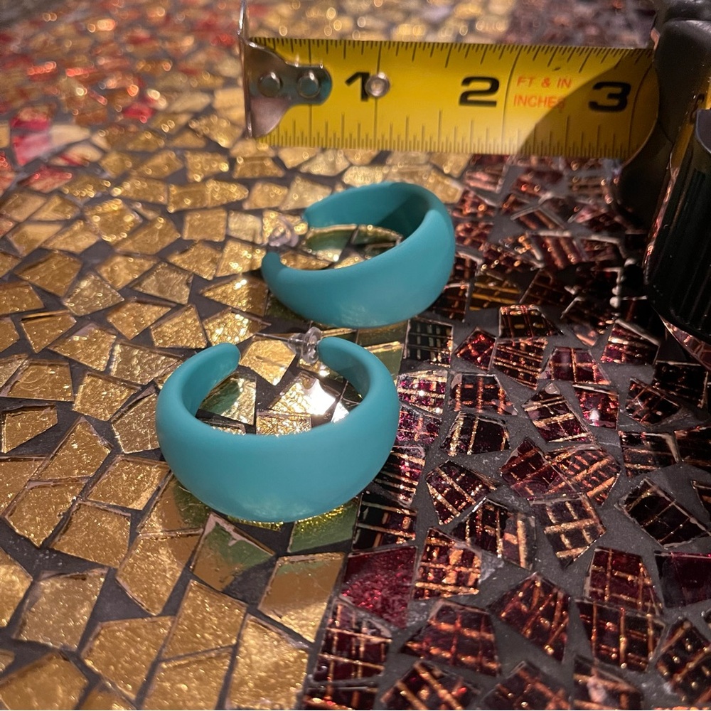 Teal Color Earrings - Picture 7 of 7
